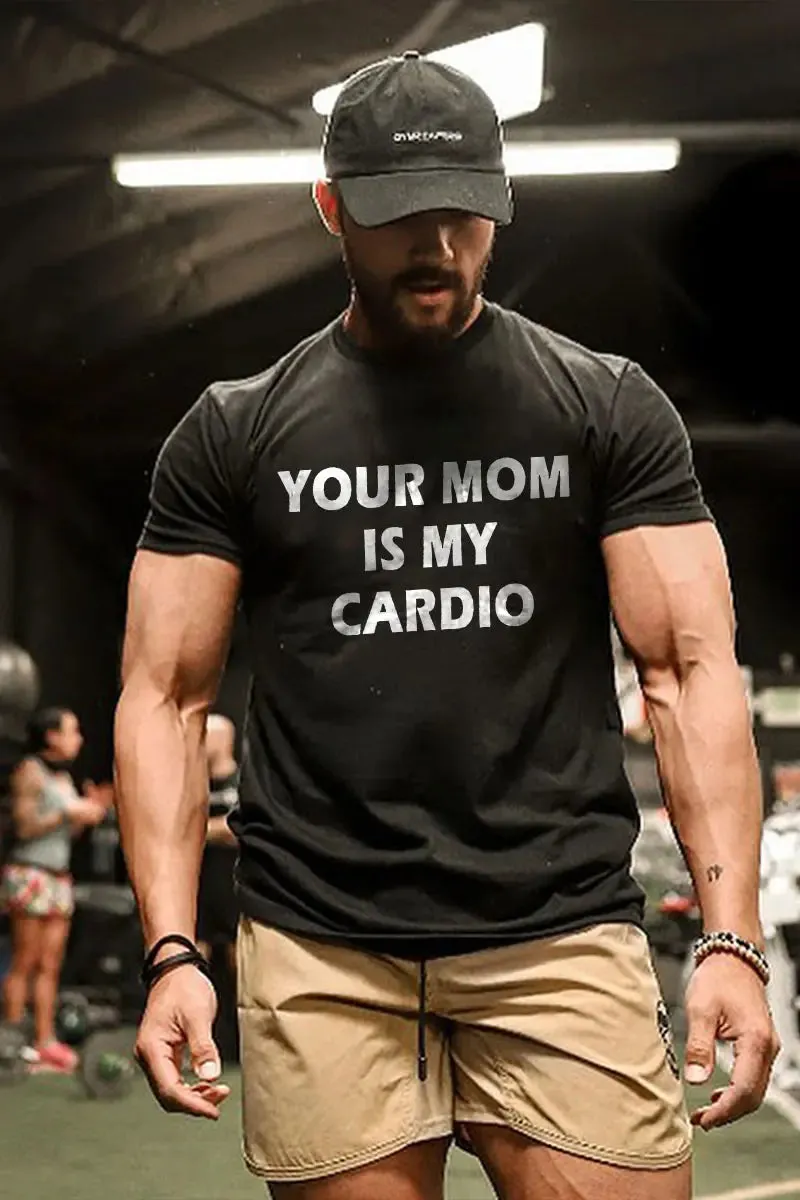 Your Mom Is My Cardio Printed Men's T-shirt sold by Polyalien product image thumbnail 2