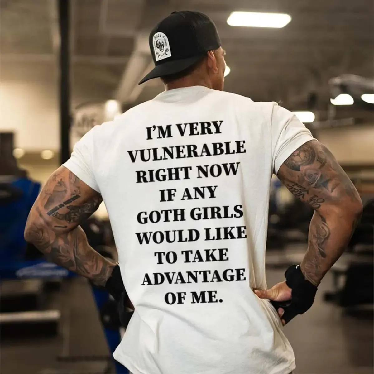 I'm Very Vulnerable Right Now If Any Goth Girls Printed Men's T-shirt sold by Polyalien product image thumbnail 2