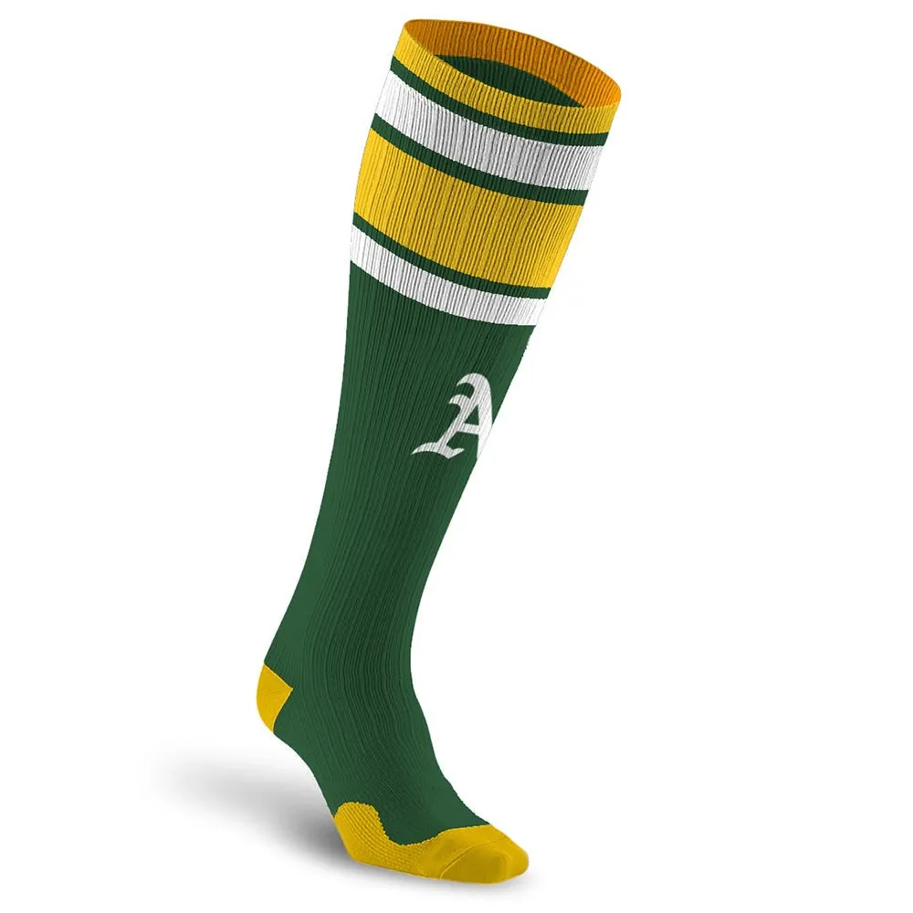 MLB Compression Socks, Oakland Athletics - Classic Stripe sold by Pro Compression