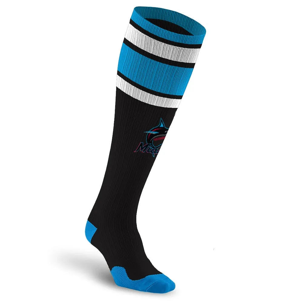 MLB Compression Socks, Miami Marlins - Classic Stripe sold by Pro Compression