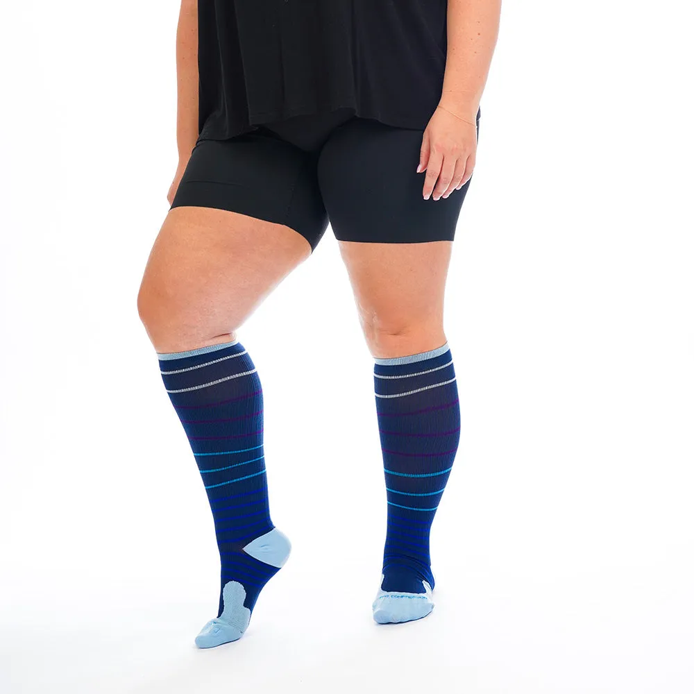 Marathon Wide-Calf, Navy Blue Lines sold by Pro Compression product image thumbnail 2