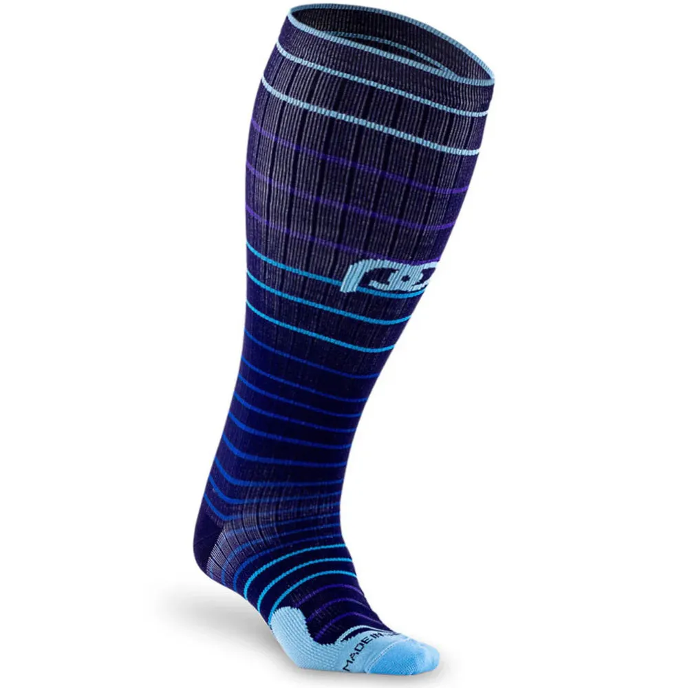 Marathon Wide-Calf, Navy Blue Lines sold by Pro Compression