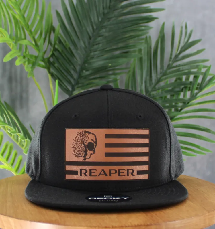 Flat Bill Baseball Leather Hat sold by Reaper Apparel Co