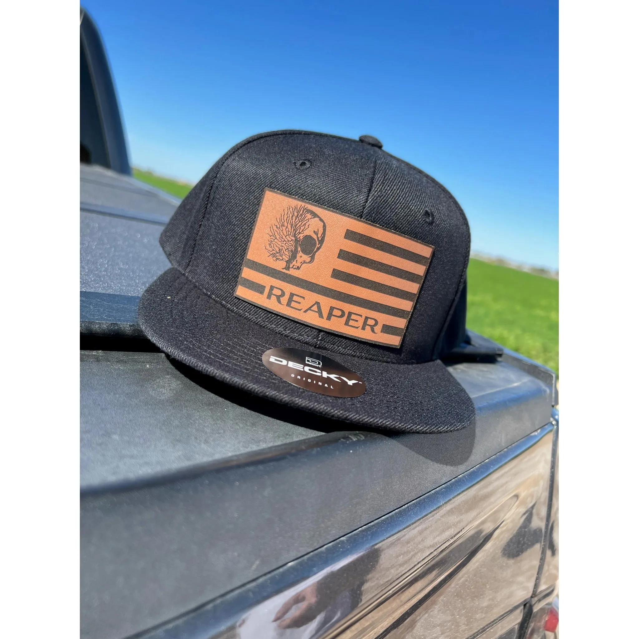 Flat Bill Baseball Leather Hat sold by Reaper Apparel Co product image thumbnail 2