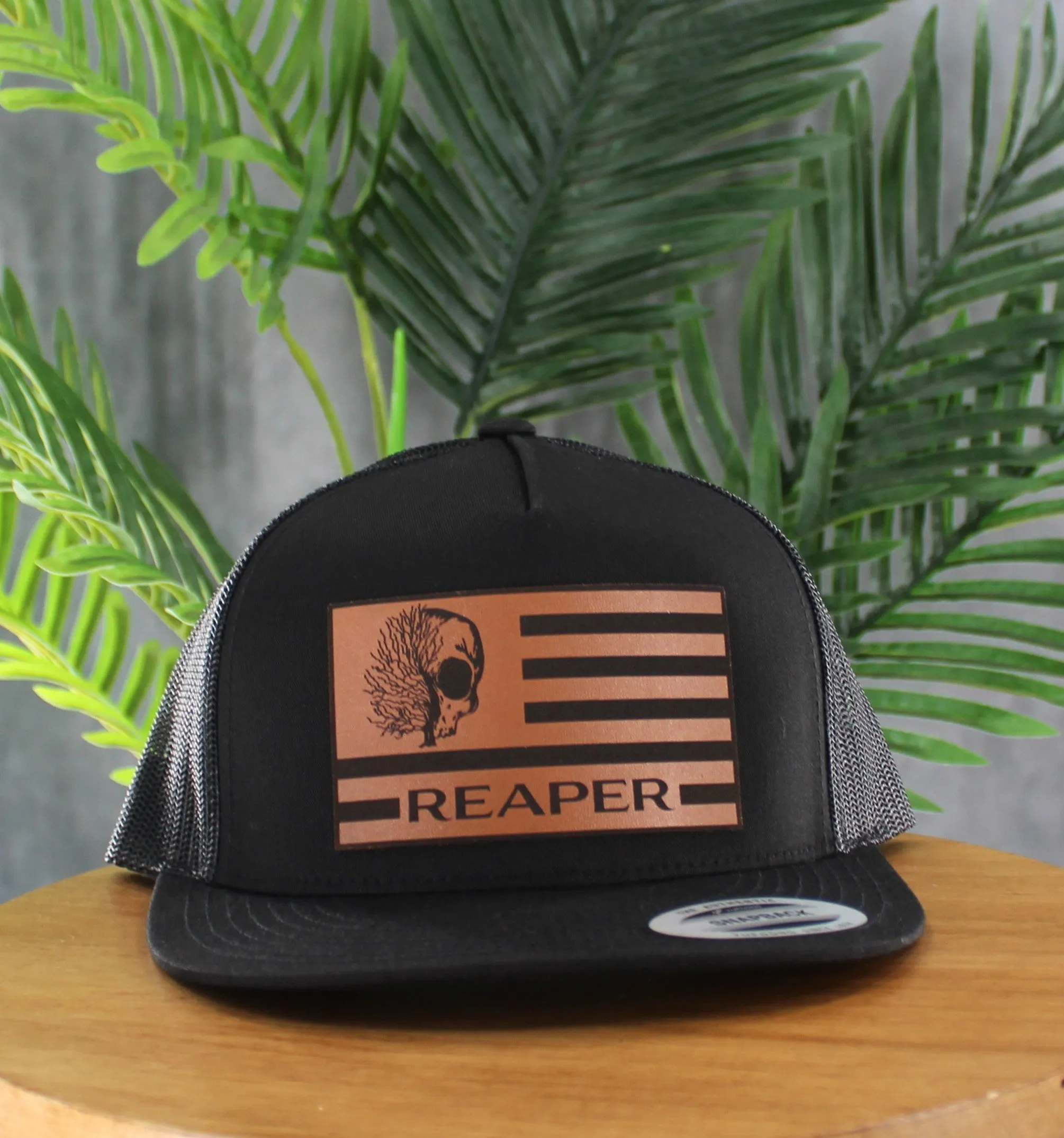 Reaper Leather Flag Snapback sold by Reaper Apparel Co