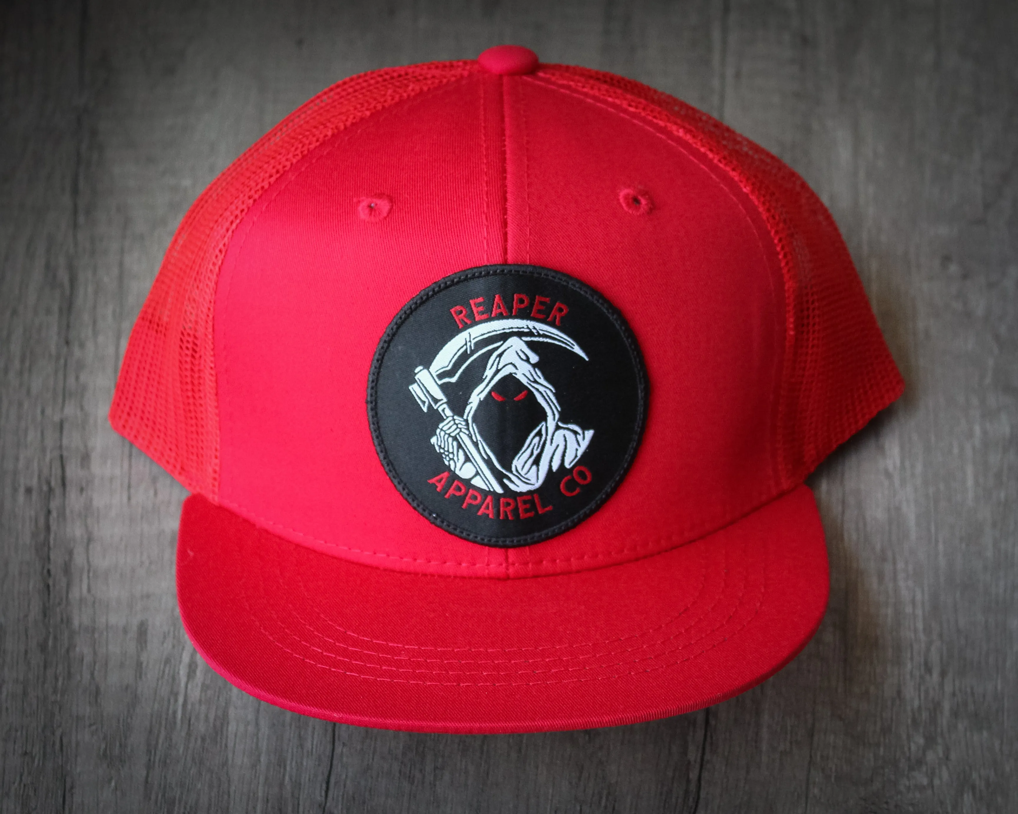 Youth Reaper Logo Hat- Red Snapback sold by Reaper Apparel Co