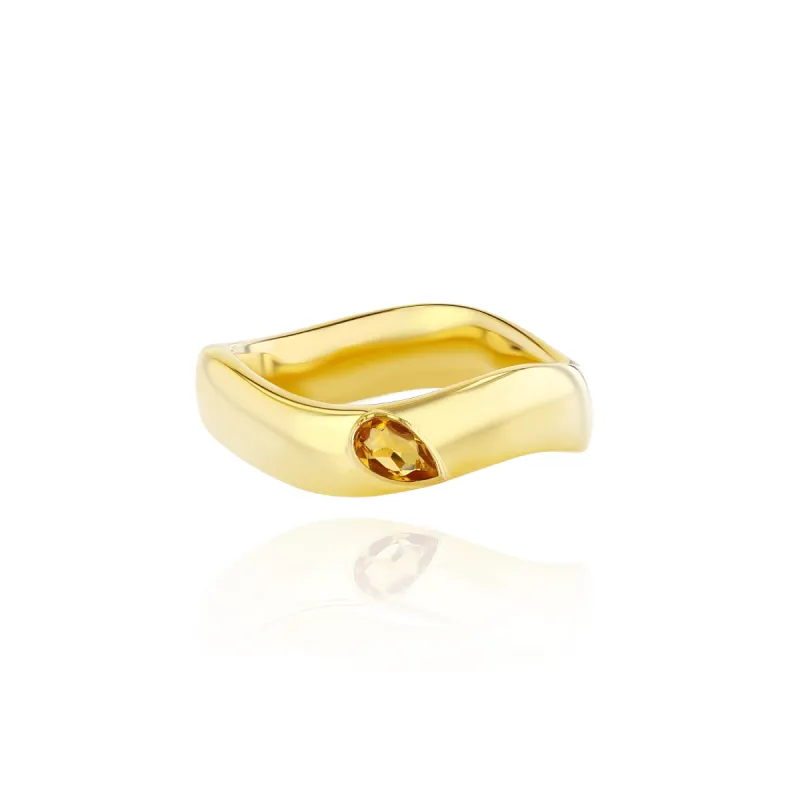 Yellow Gold Vermeil Gemstone Curve Ring sold by Veniroeshop