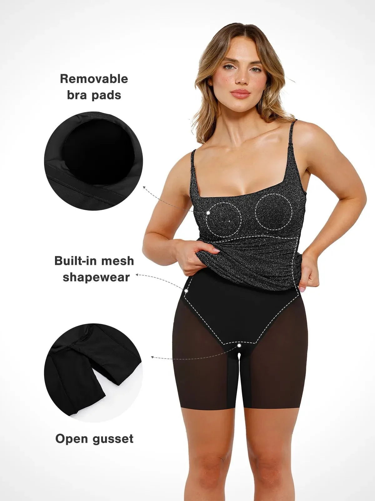 Shapewear Metallic Knit Bodycon Sculpting Midi Slip Dress sold by Popilush product image thumbnail 2