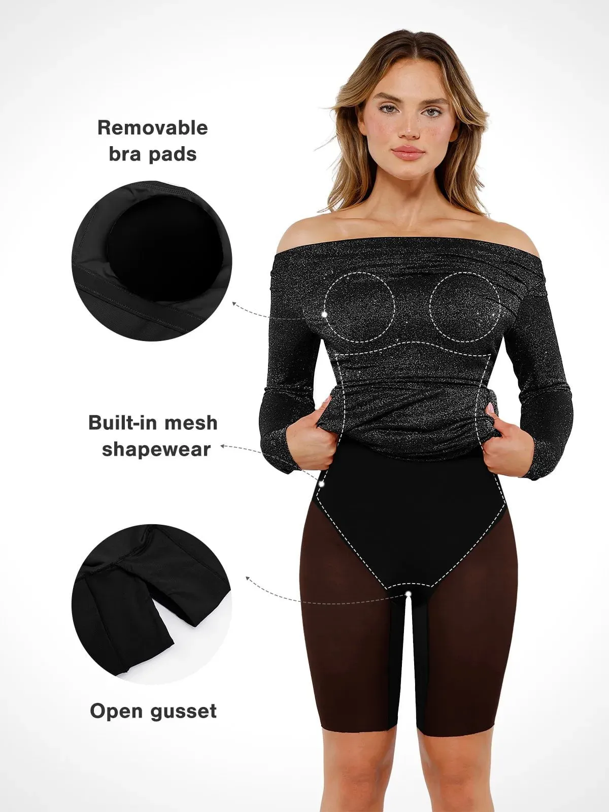 Shapewear Metallic Knit Long Sleeve Slim Mermaid Maxi Dress sold by Popilush product image thumbnail 2