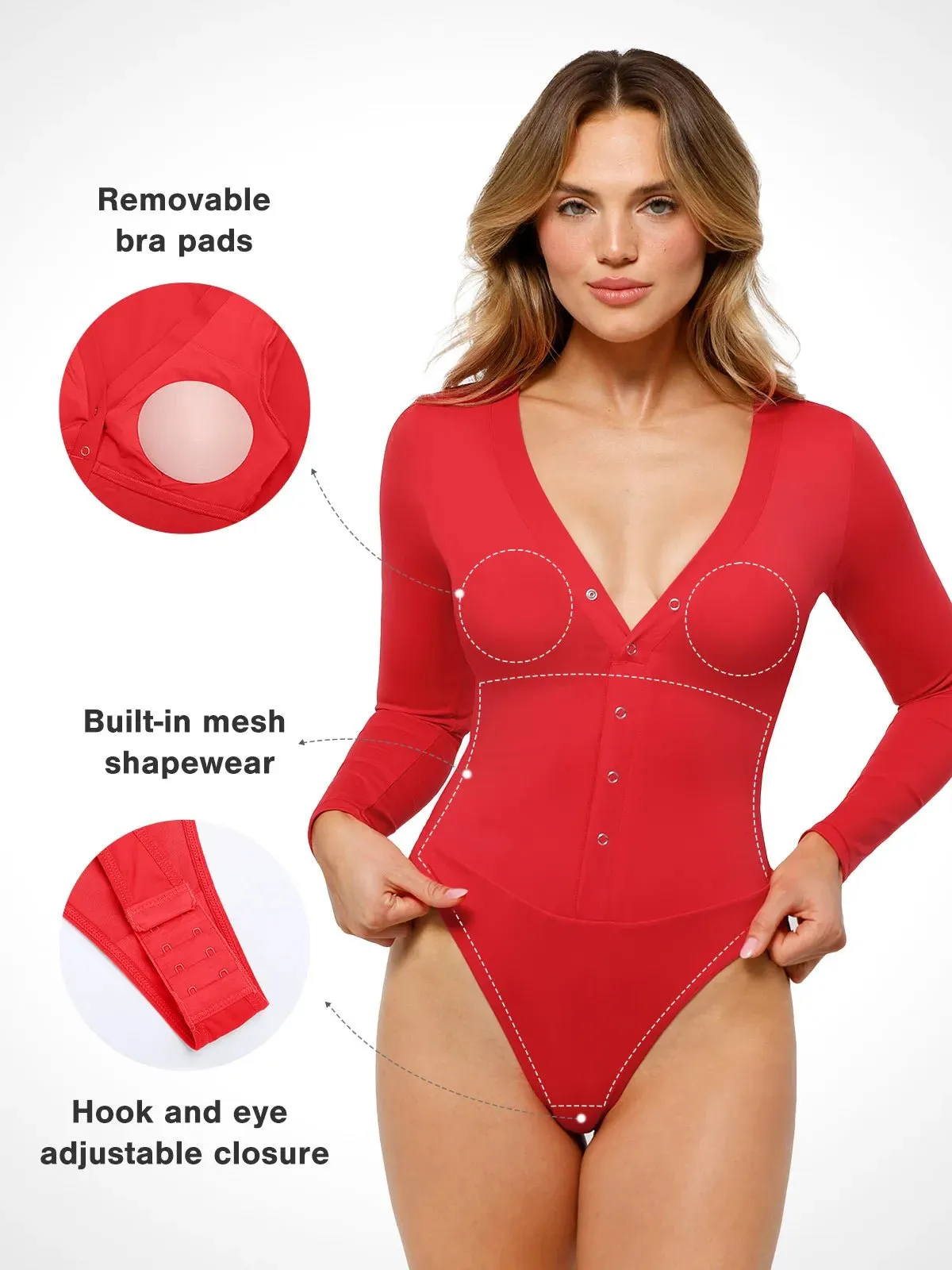 Redtag Thermal Shapewear Long Sleeve Tummy Control Bodysuit sold by Popilush product image thumbnail 3
