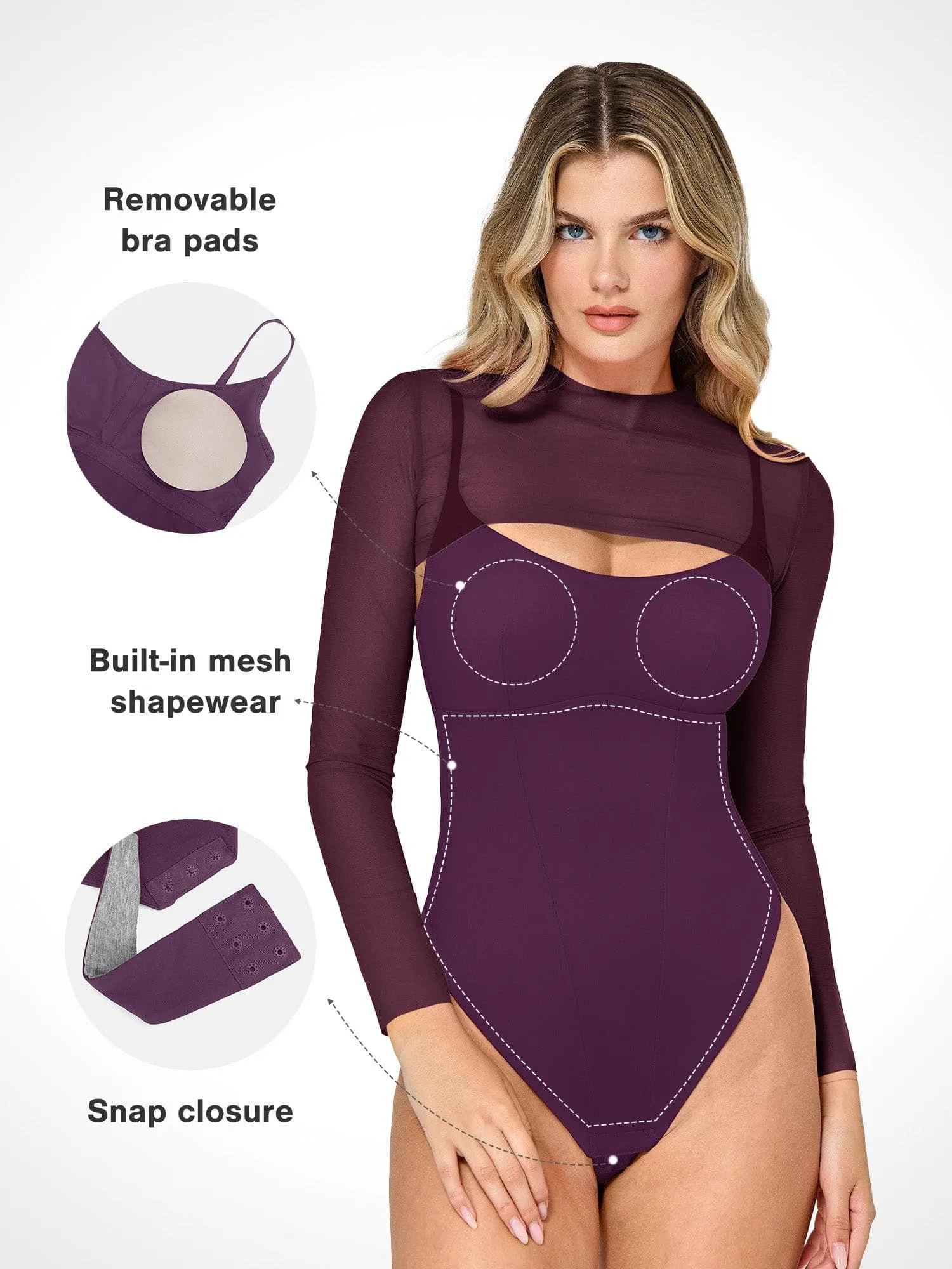 The Shapewear Bodysuit Sheer Mesh Cutout Set sold by Popilush product image thumbnail 2