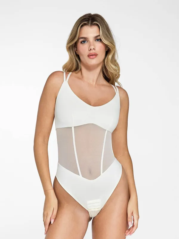 The Shapewear Bodysuit with Mesh Detail sold by Popilush