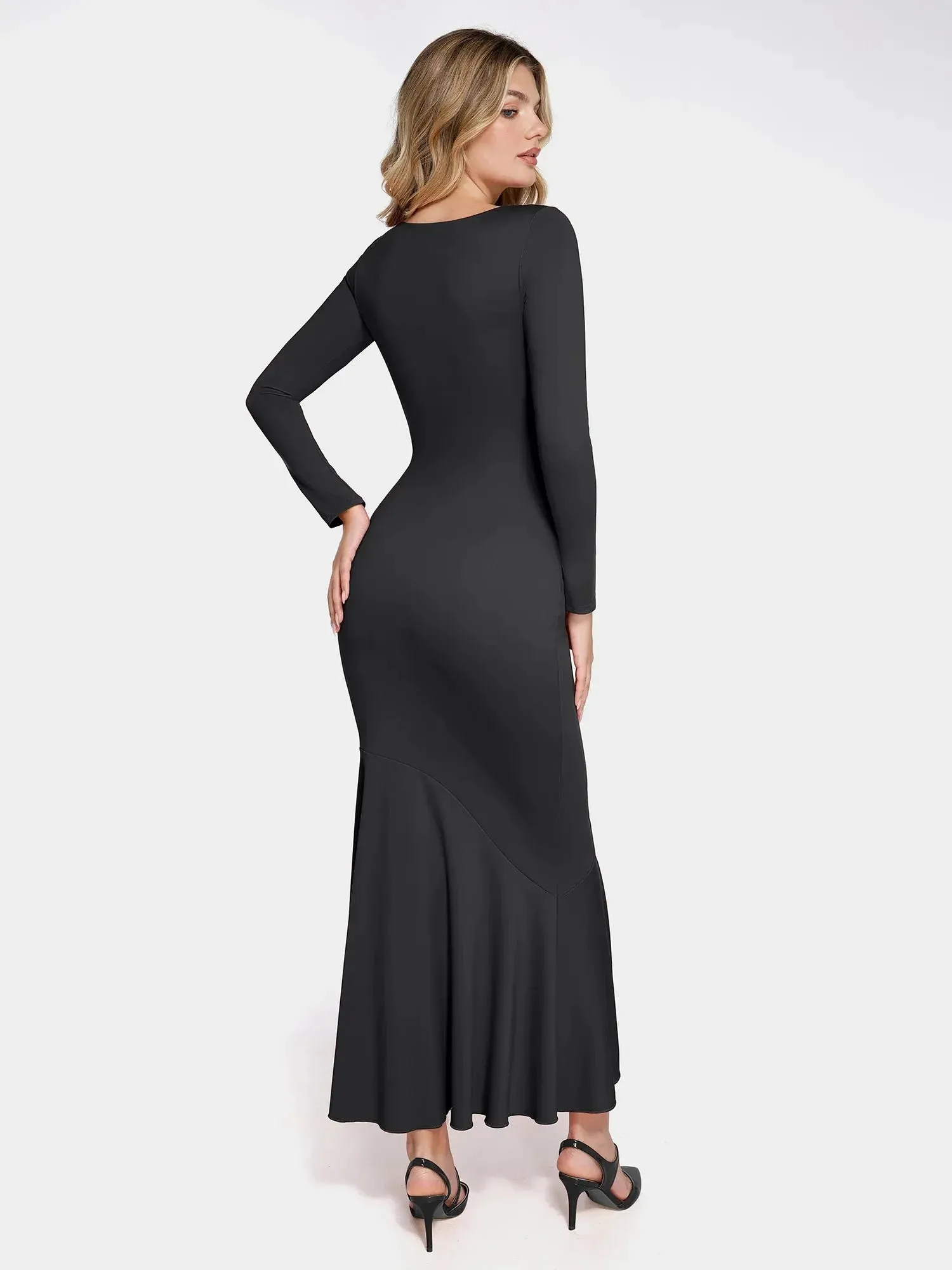 The Shapewear Dress Long Sleeve Mermaid Hem Lace Maxi sold by Popilush product image thumbnail 3