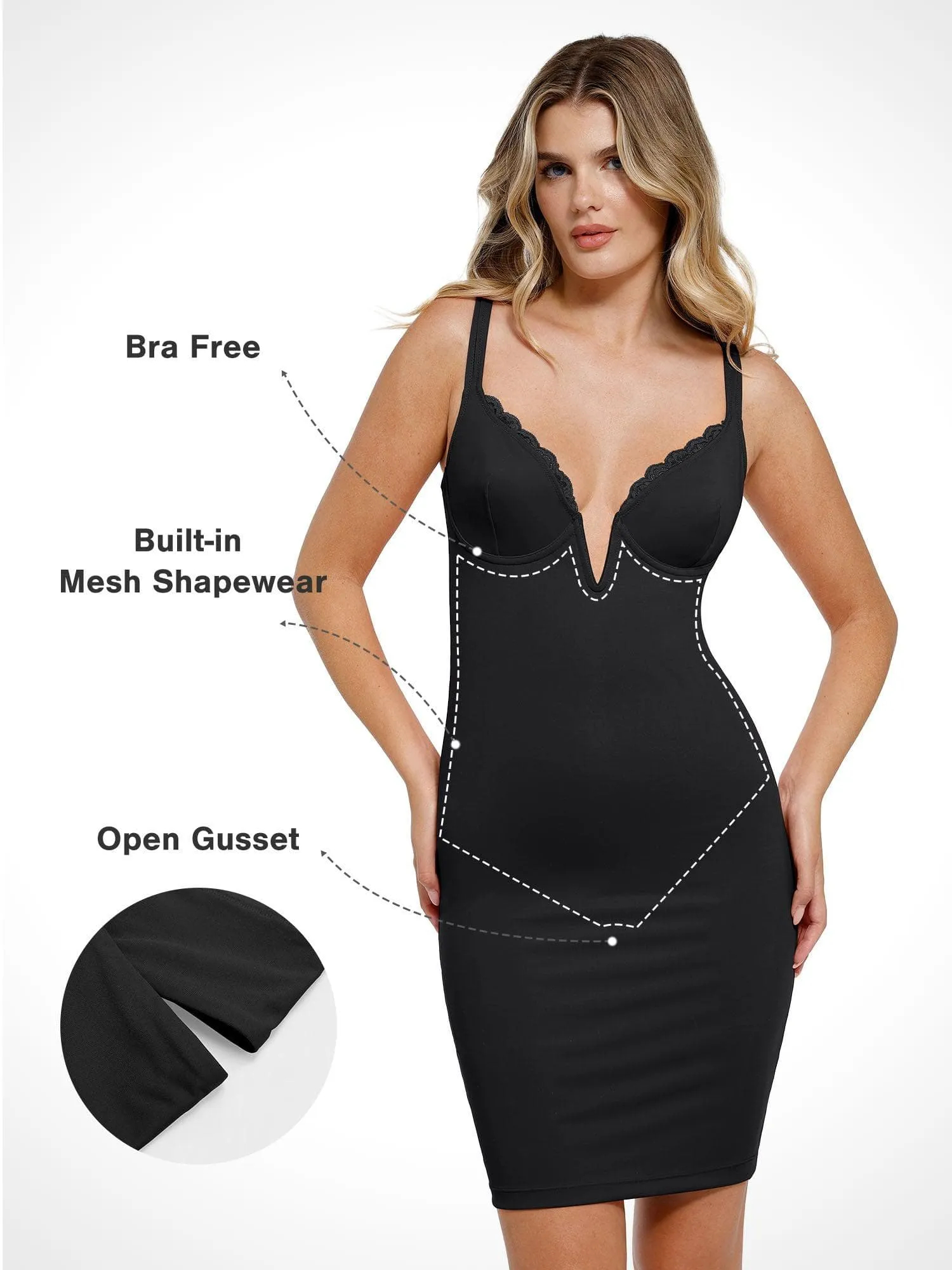 The Shapewear Dress Corset Style Deep V-Neck Midi sold by Popilush product image thumbnail 2