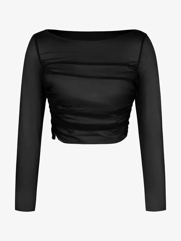 The Popilush Long Sleeve Sheer Mesh Top made by Popilush