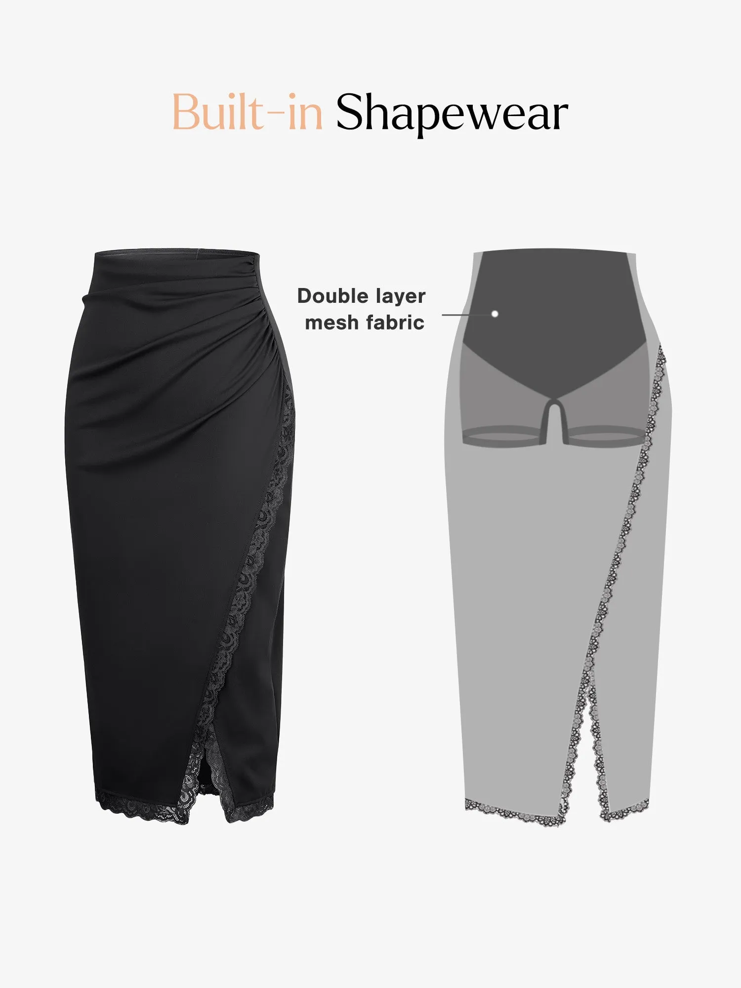 The Shapewear Skirt Lace Split Midi sold by Popilush product image thumbnail 2