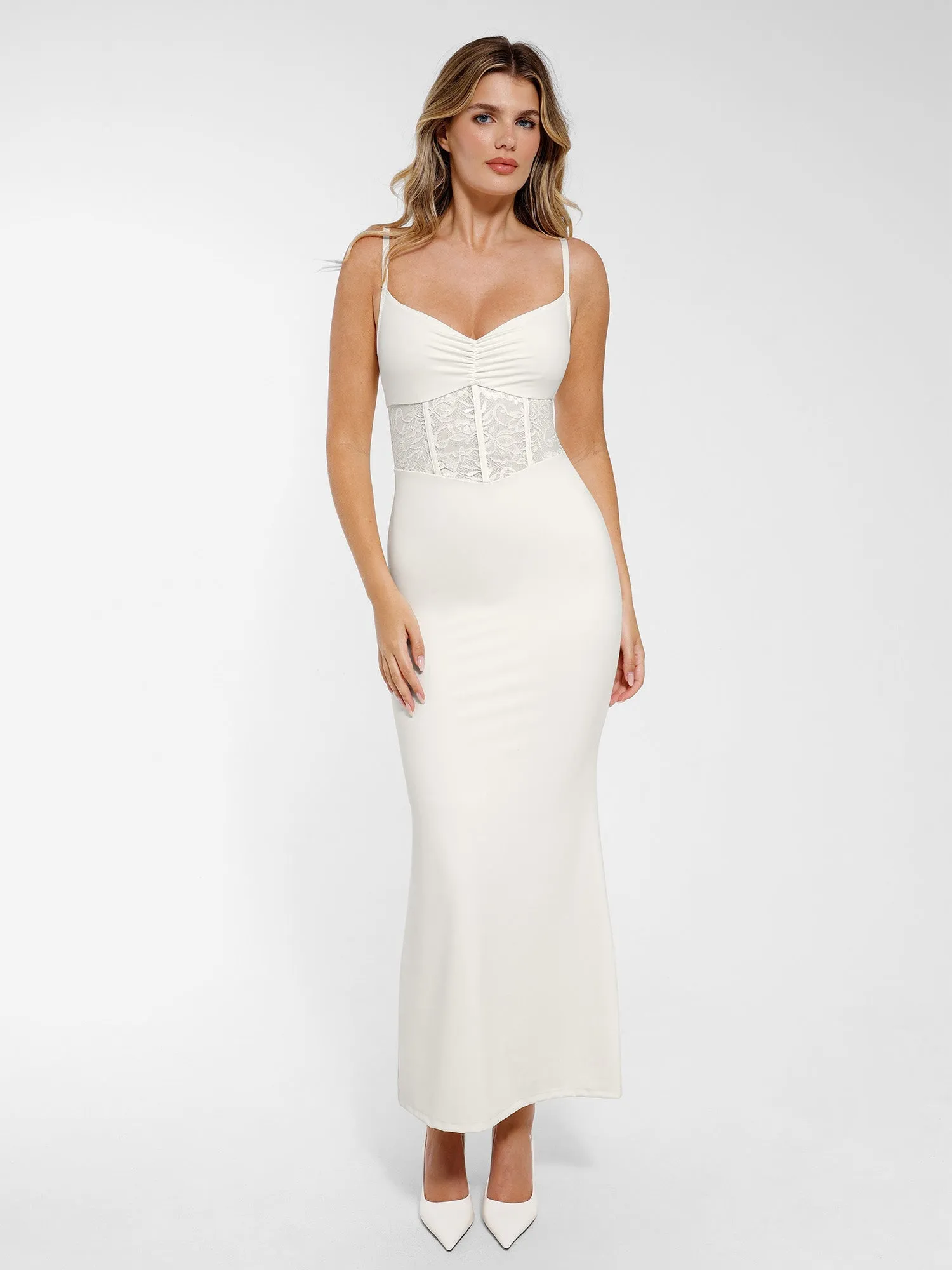 The Shapewear Dress Mermaid Hem Lace Slip Maxi sold by Popilush