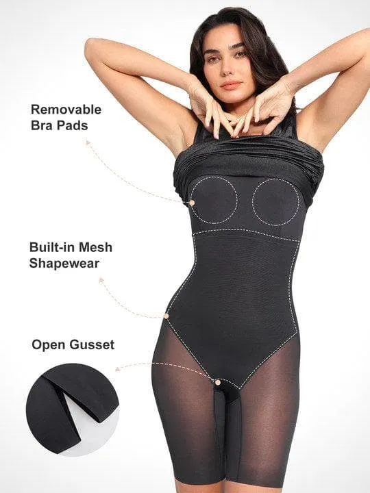 Built-In Shapewear Ruched Shine Midi Dress sold by Popilush product image thumbnail 2