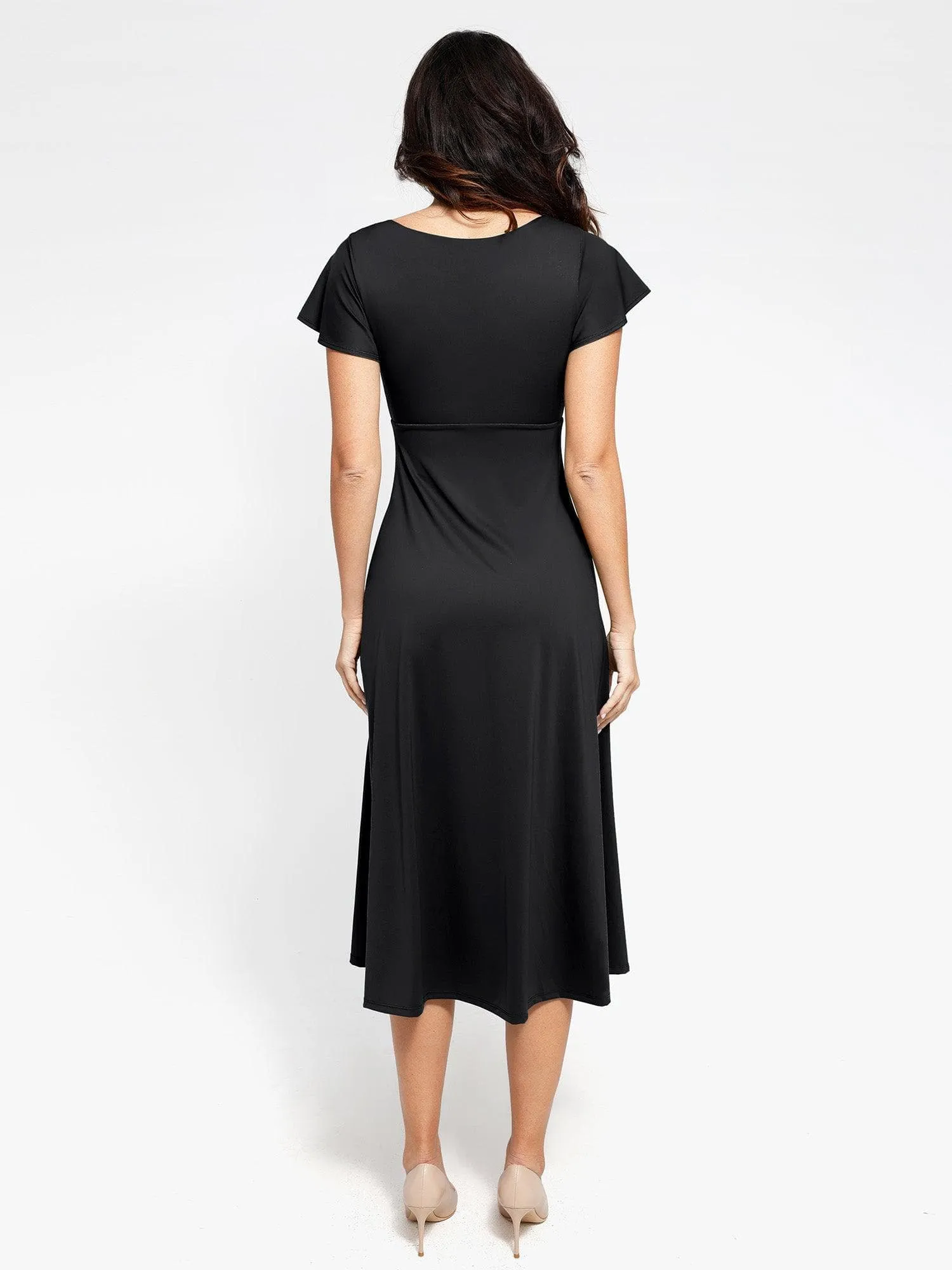 Built-In Shapewear A-Line Square Neck Midi Dress sold by Popilush product image thumbnail 4