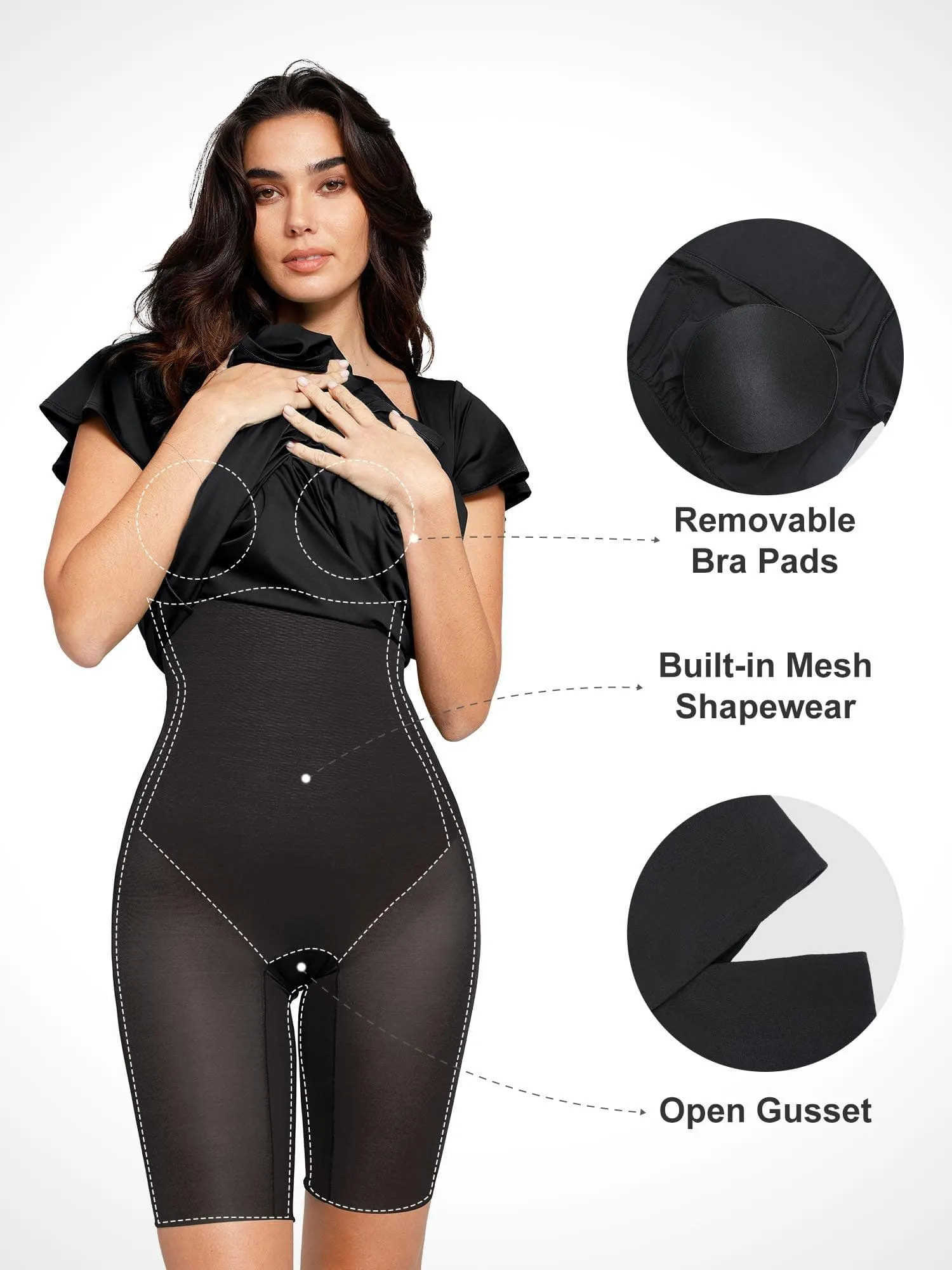 Built-In Shapewear A-Line Square Neck Midi Dress sold by Popilush product image thumbnail 2