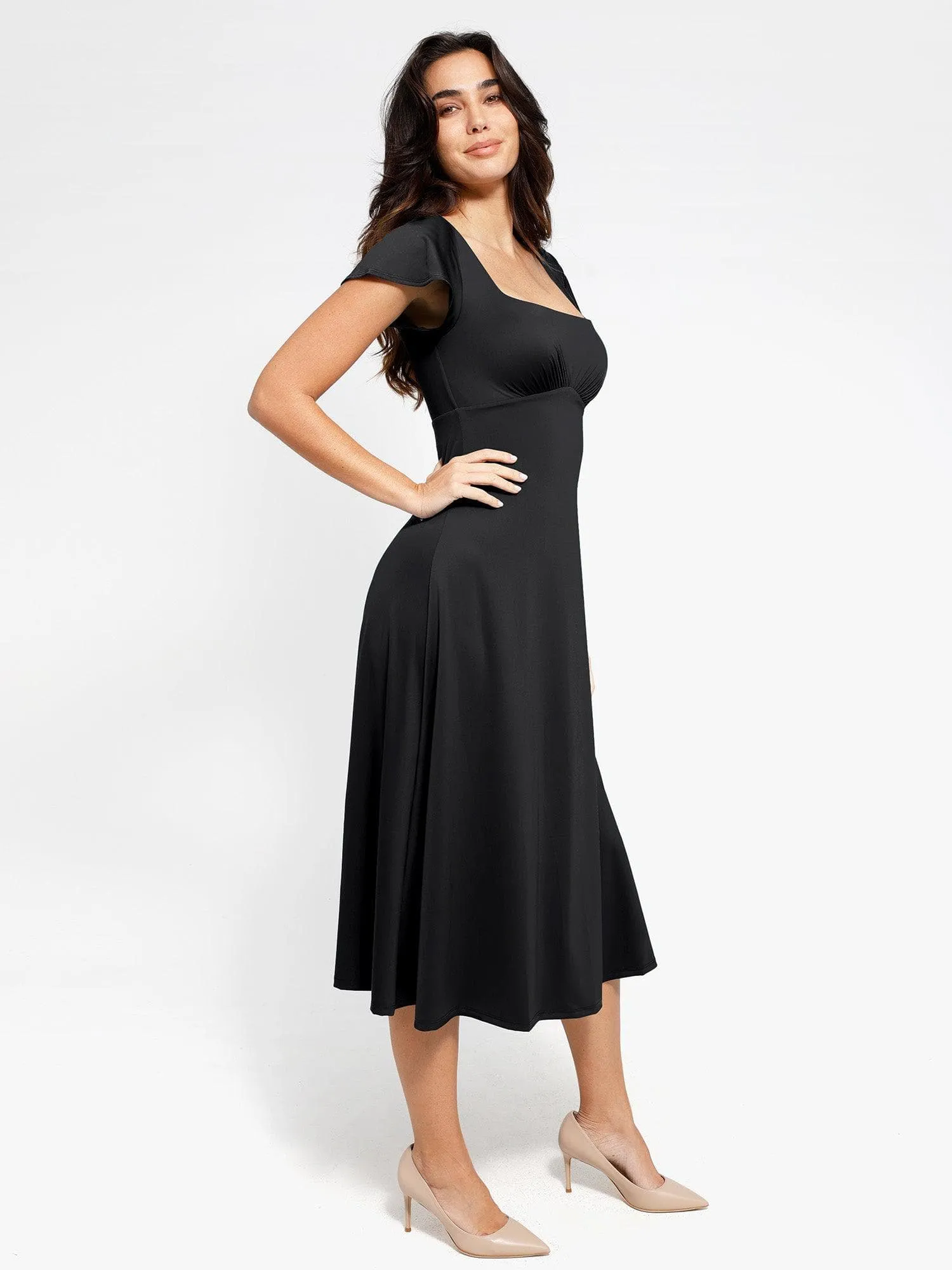 Built-In Shapewear A-Line Square Neck Midi Dress sold by Popilush product image thumbnail 3