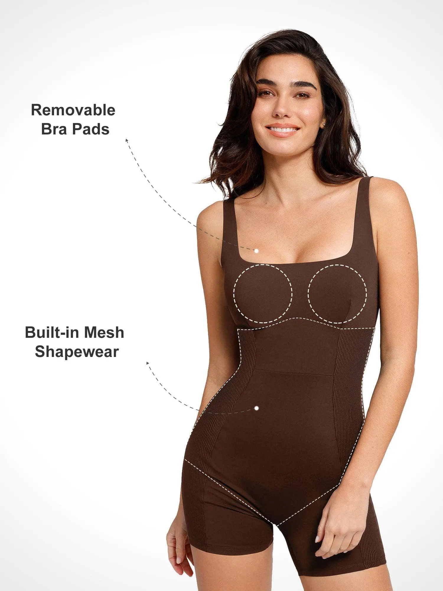 Square Neck Patchwork Shapewear Romper sold by Popilush product image thumbnail 2
