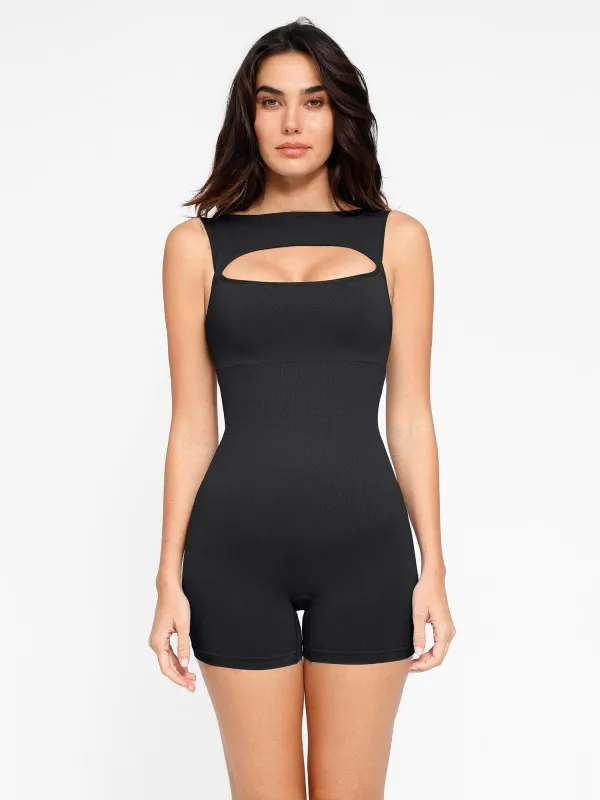 Seamless Tummy Control Cut-Out Romper sold by Popilush