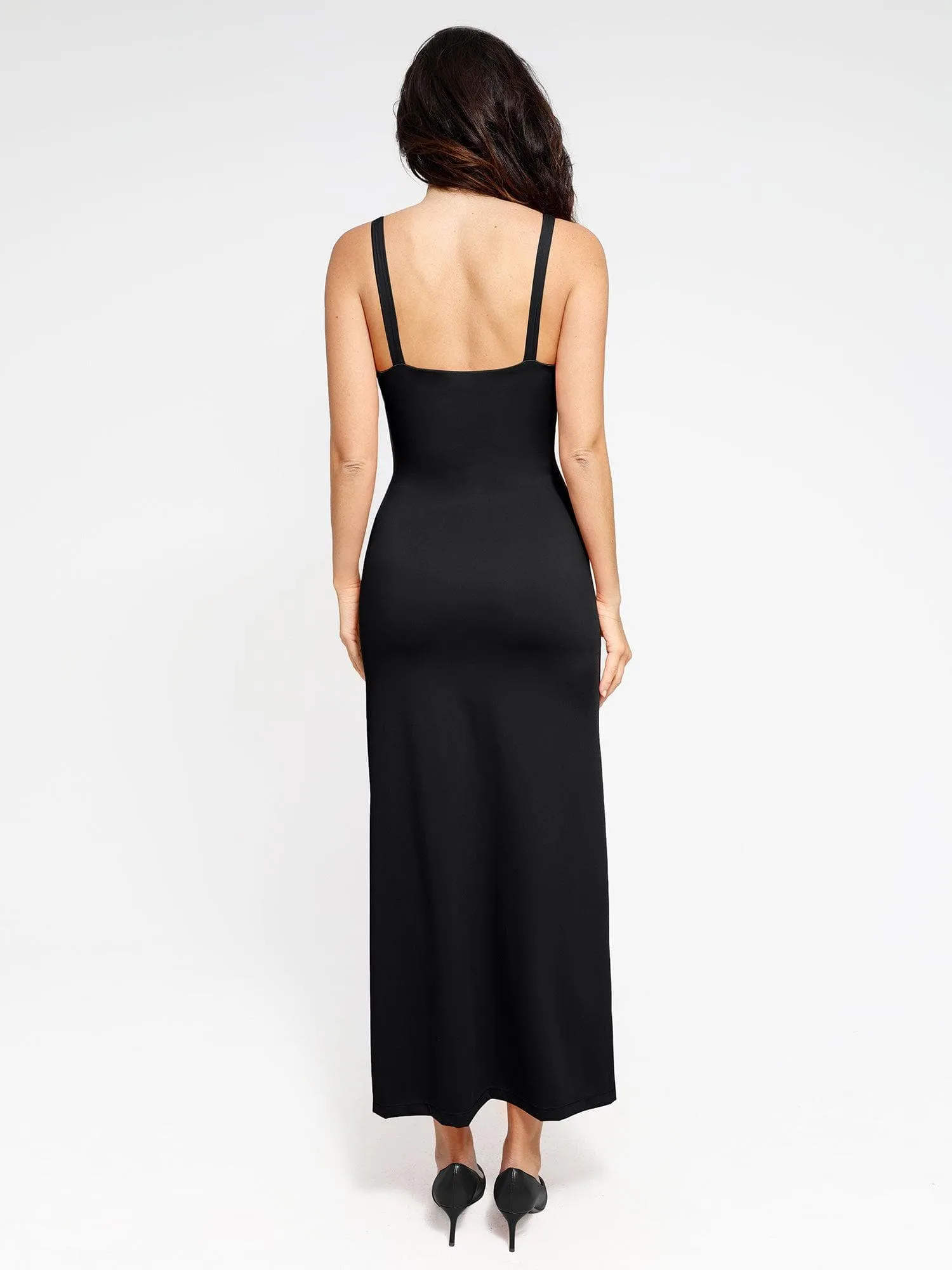 Built-In Shapewear Ruched Slit Maxi Dress sold by Popilush product image thumbnail 4