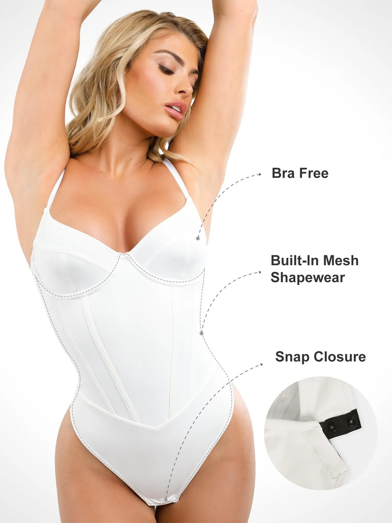 Built-in Shapewear Corset Style Thong Bodysuit sold by Popilush product image thumbnail 2