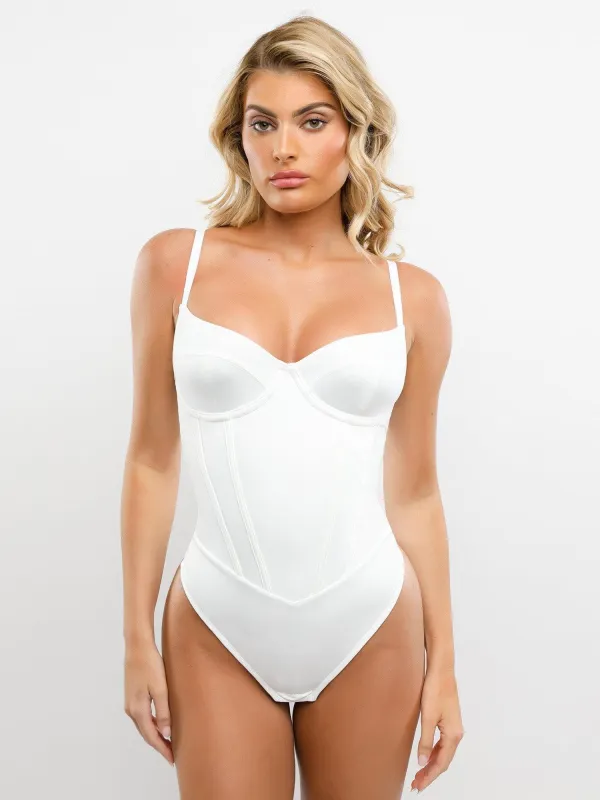 Built-in Shapewear Corset Style Thong Bodysuit sold by Popilush