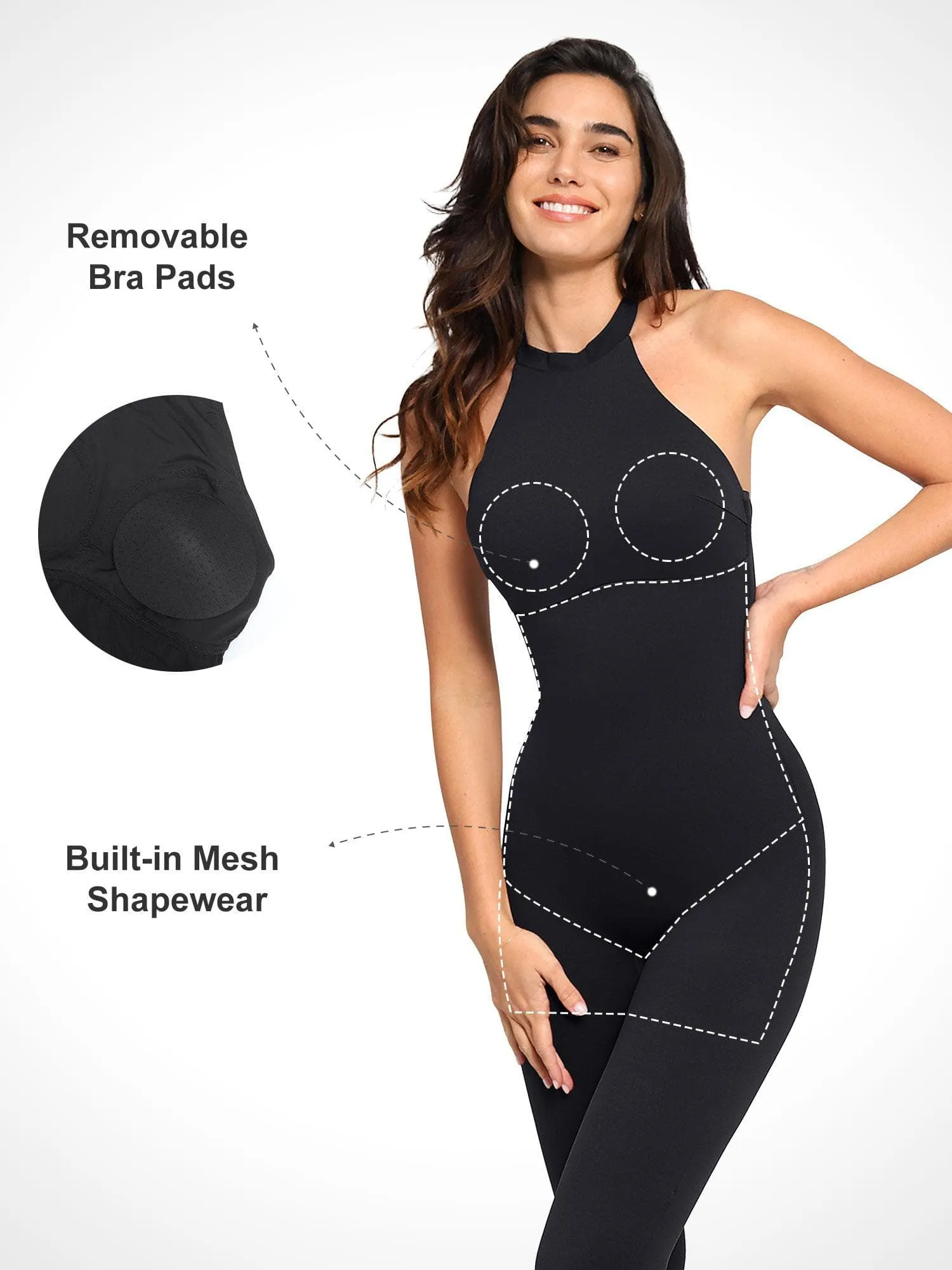 Built-In Shapewear Halter Jumpsuit sold by Popilush product image thumbnail 2