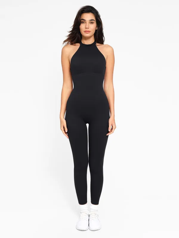 Built-In Shapewear Halter Jumpsuit sold by Popilush
