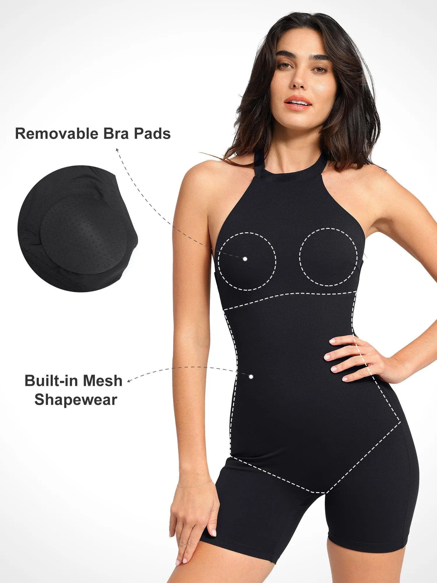 Built-In Shapewear Halter Romper sold by Popilush product image thumbnail 2