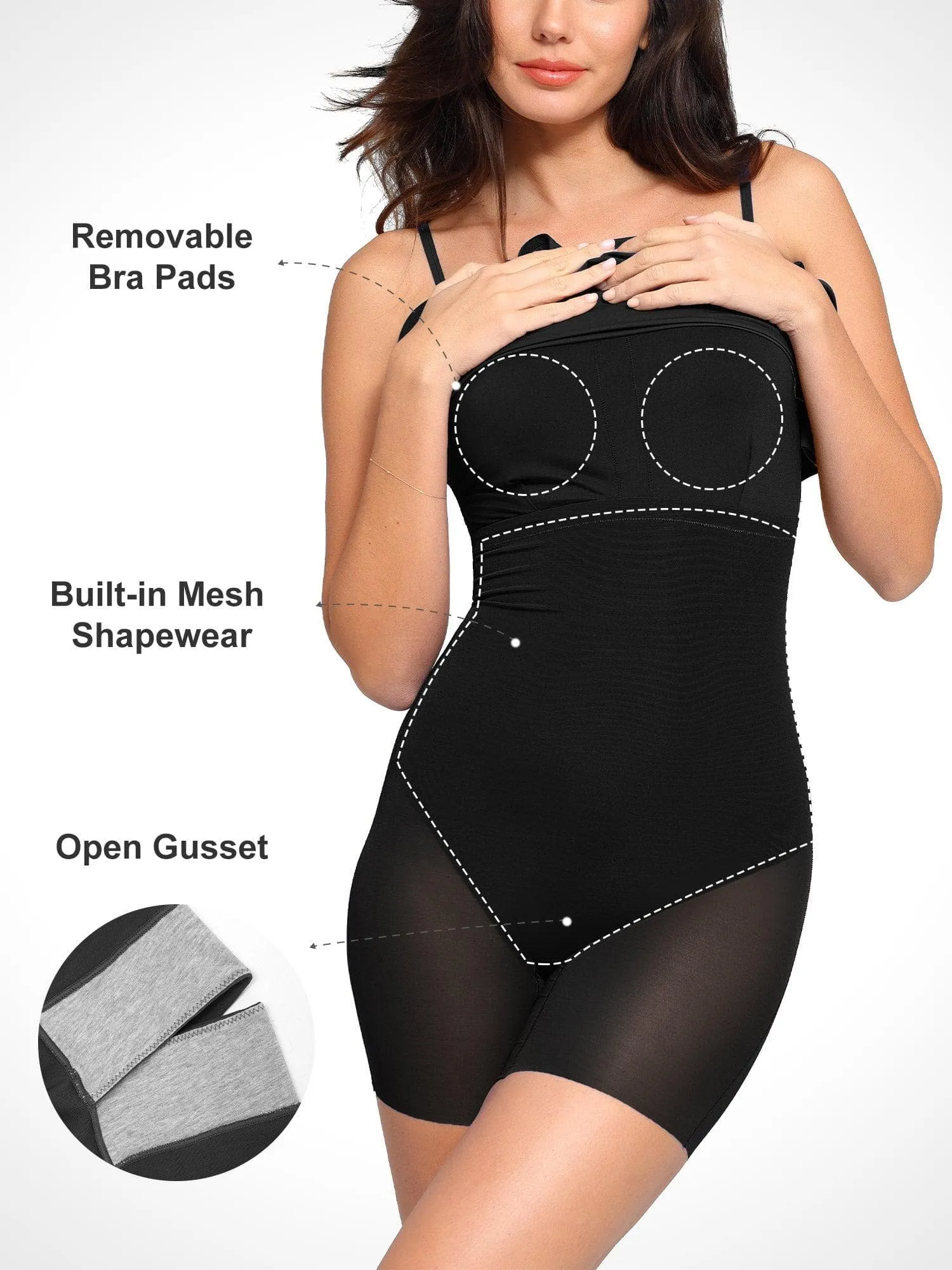 Built-In Shapewear Sheer Mesh Slip Split Midi Dress sold by Popilush product image thumbnail 2