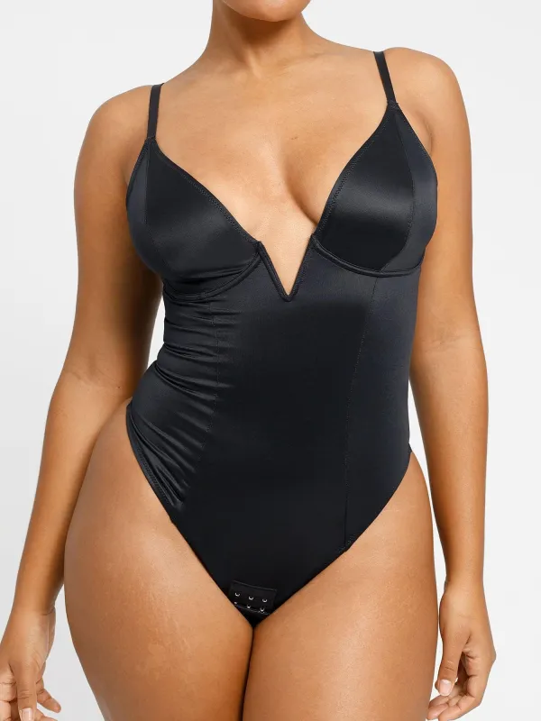 Deep V-Neck Shapewear Thong Bodysuit sold by Popilush