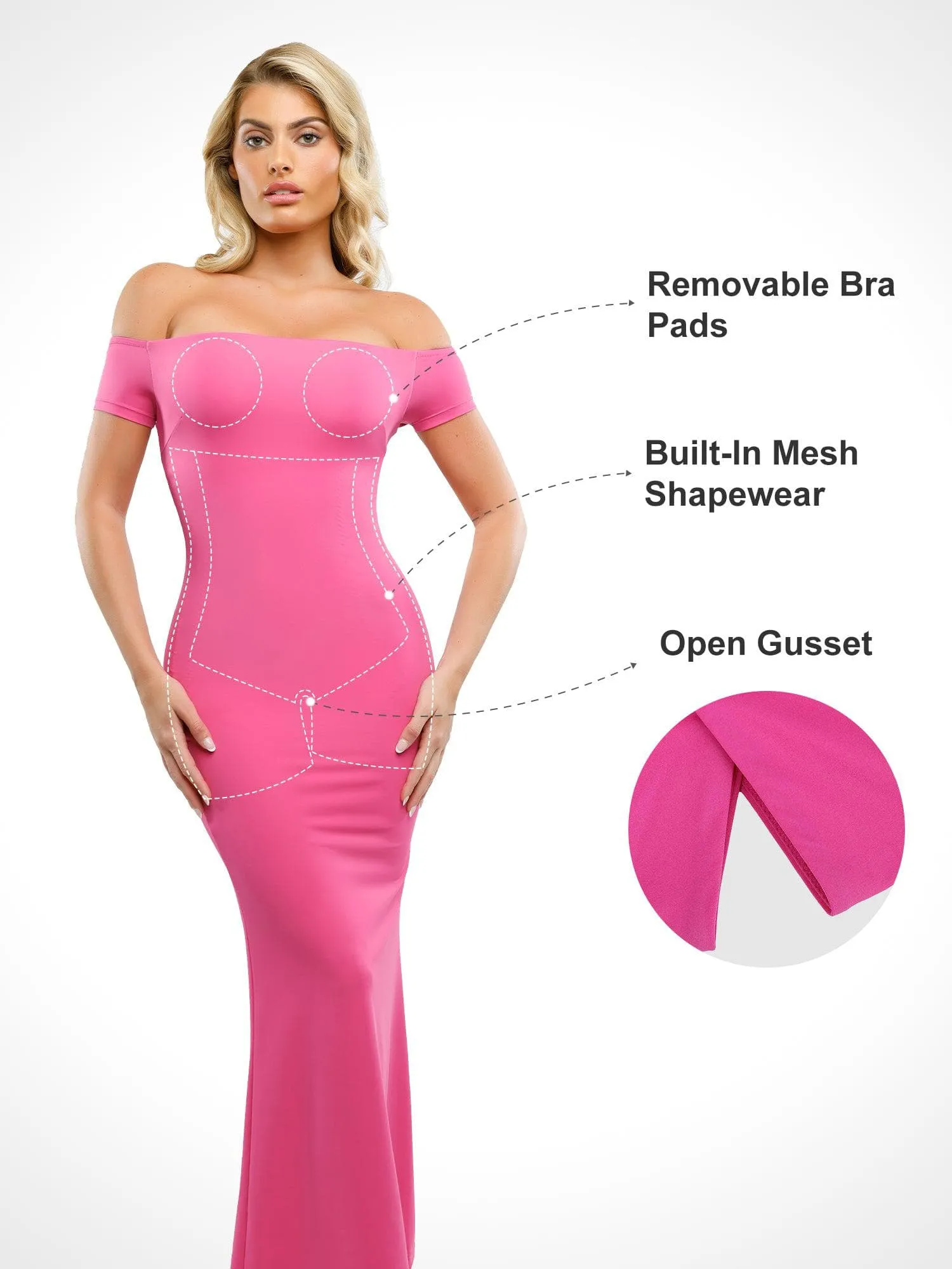 Built-In Shapewear Off Shoulder Maxi Dress sold by Popilush product image thumbnail 2