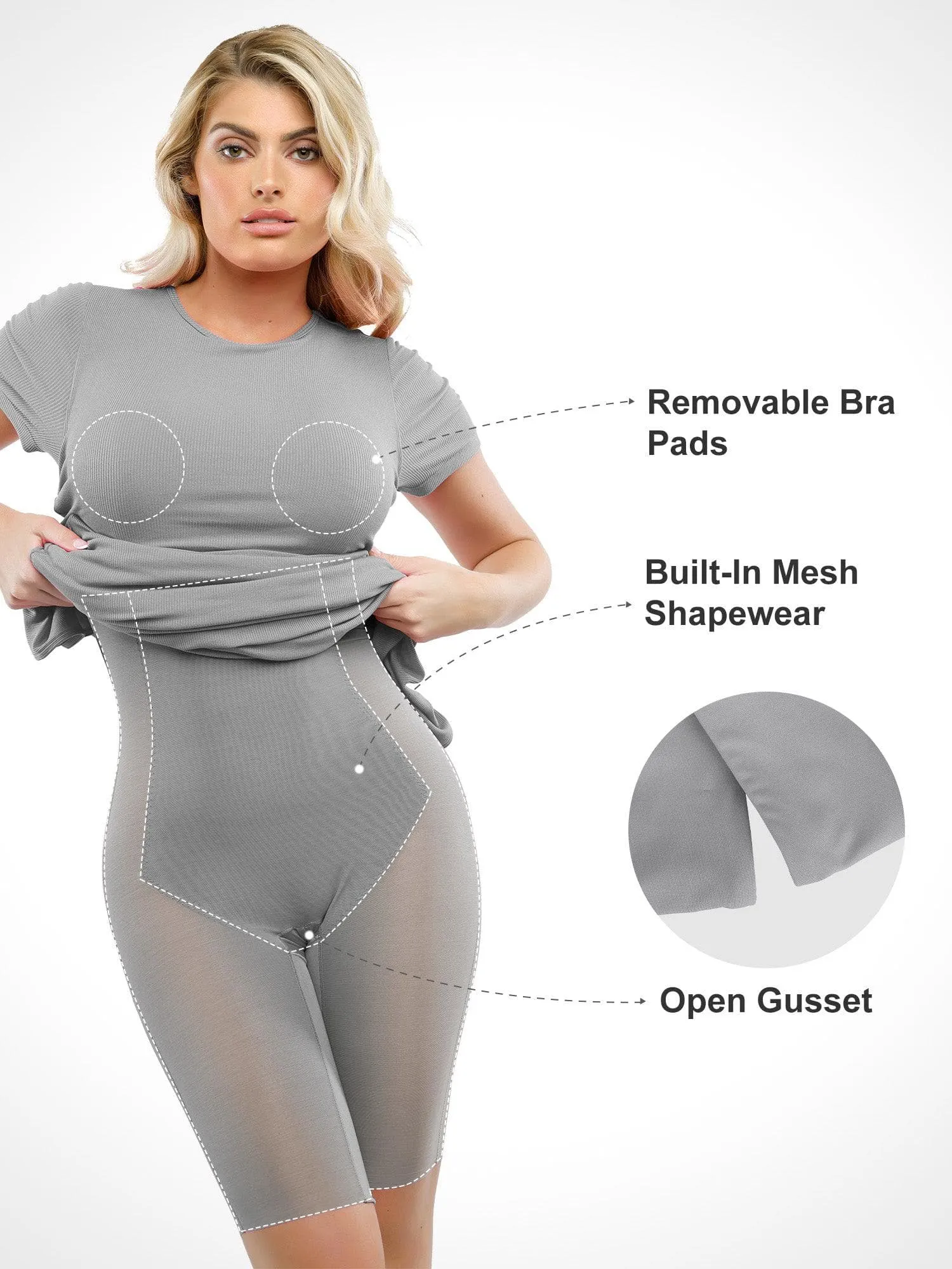 Built-In Shapewear Mock Neck Modal Dresses sold by Popilush product image thumbnail 2