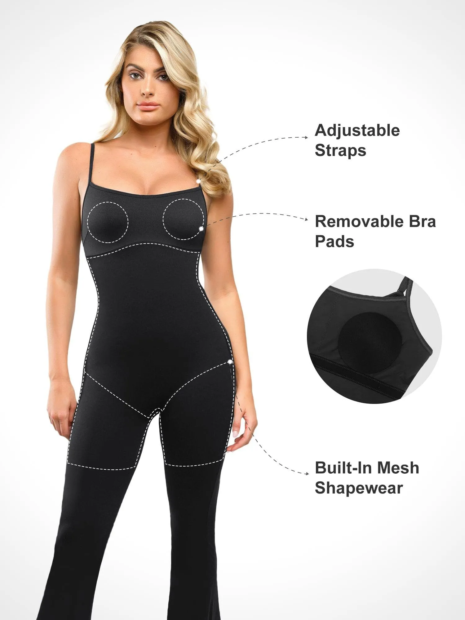 One Piece Shapewear Flare Slip Jumpsuit sold by Popilush product image thumbnail 2