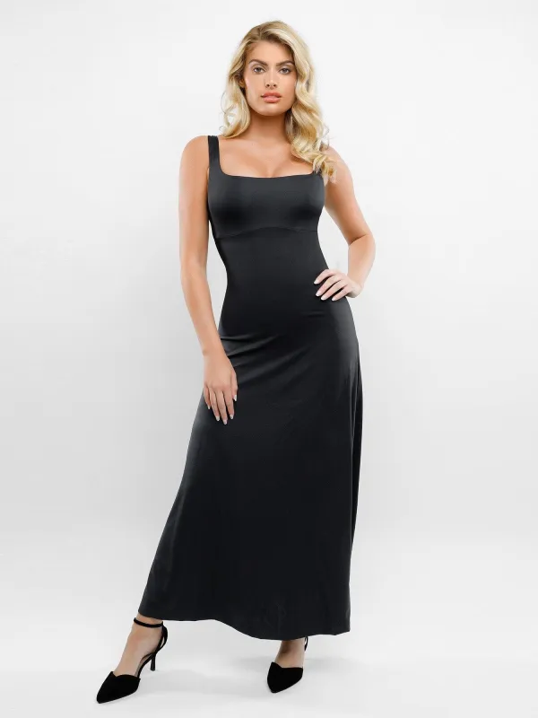 Built-In Shapewear Square Neck Sleeveless Maxi Dress made by Popilush