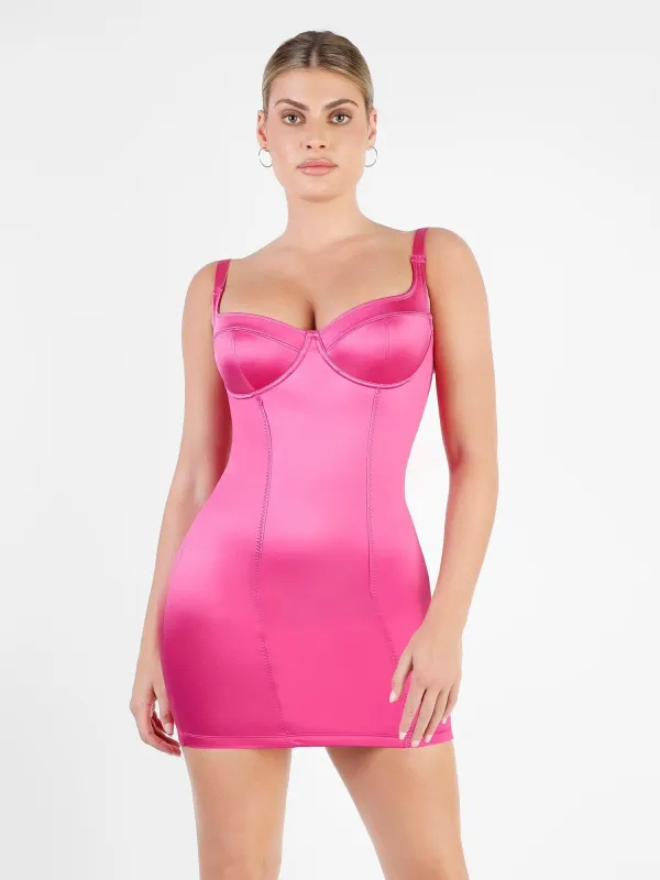 Built-In Shapewear Metallic Shiny Bustier Mini Dress made by Popilush