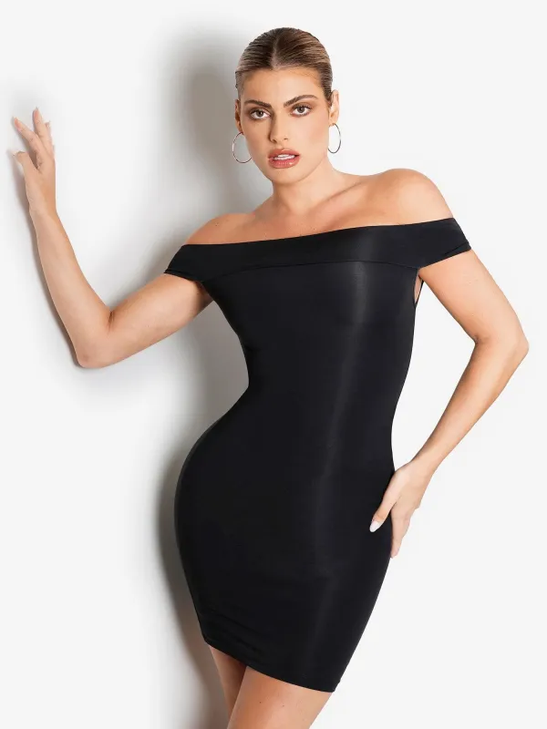 Built-In Shapewear Off Shoulder Mini Dress made by Popilush