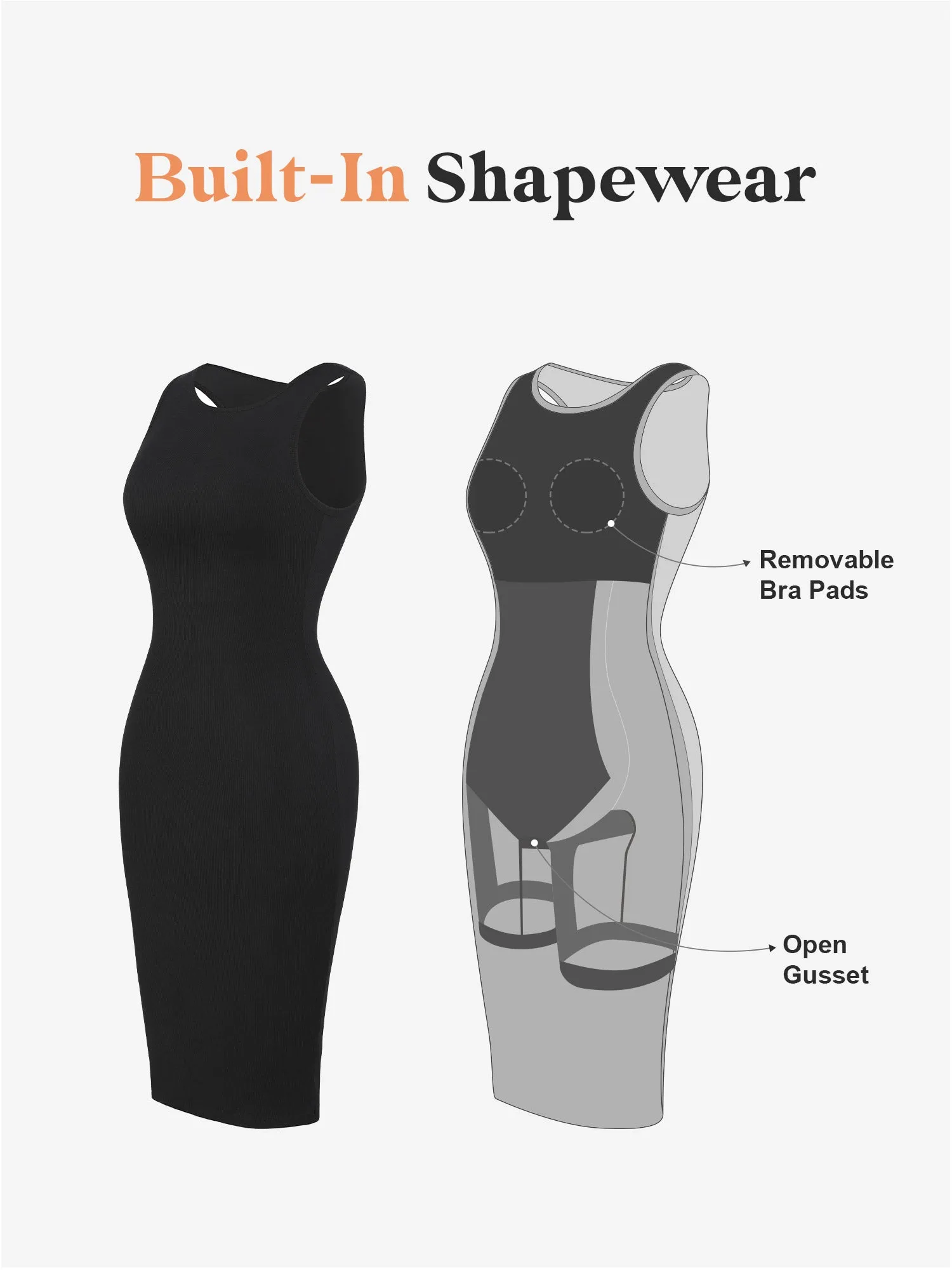 Built-In Shapewear Crew Neck Sleeveless Midi Lounge Dress sold by Popilush product image thumbnail 2