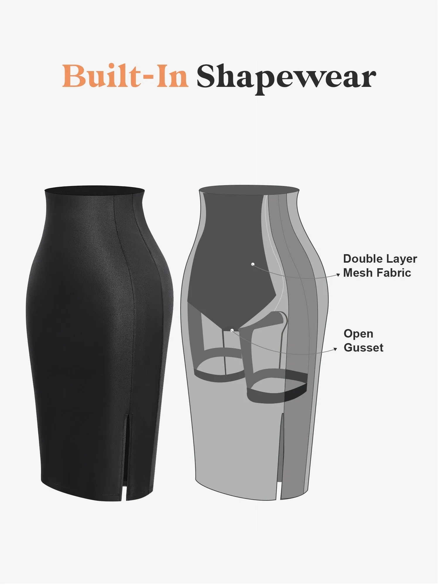 Built-In Shapewear Leather Skirt sold by Popilush product image thumbnail 2