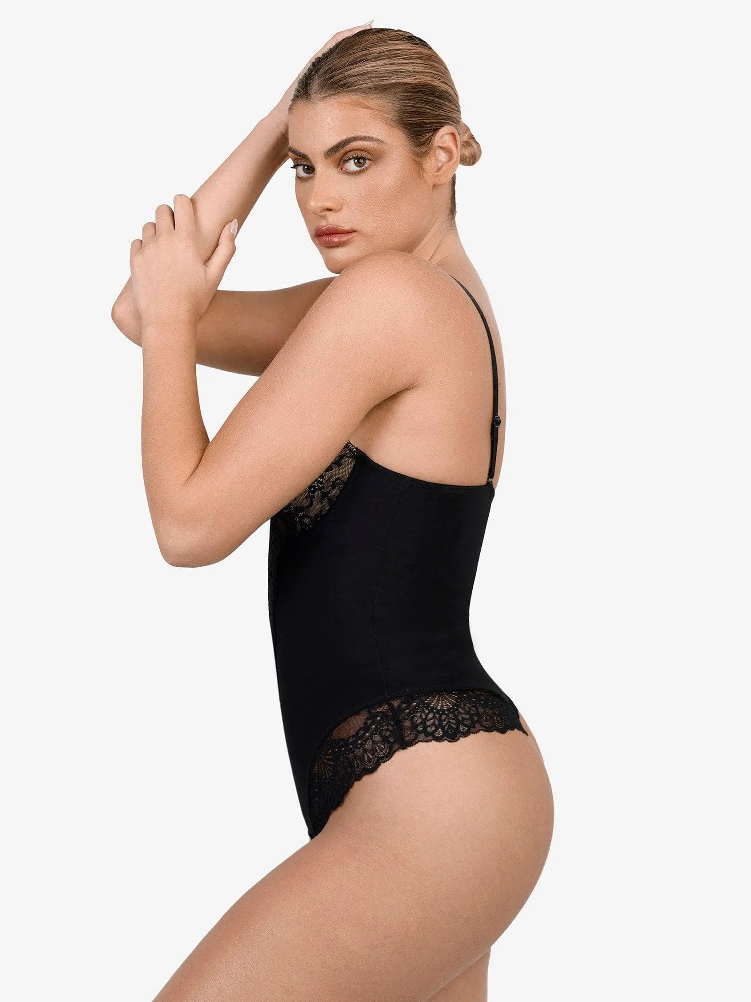 Deep-V Neck Lace Thong Bodysuit sold by Popilush product image thumbnail 5