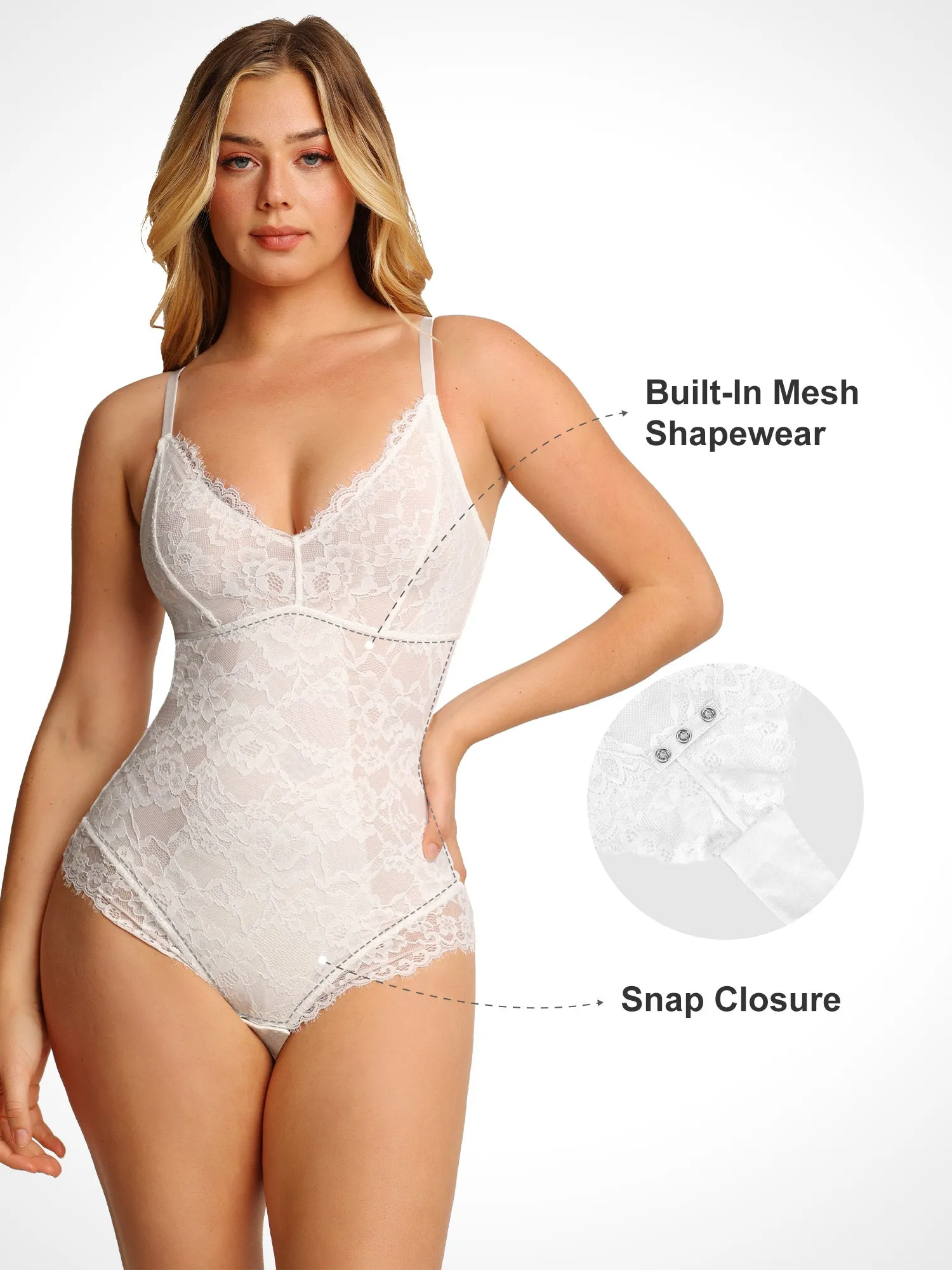 Lace Smooth Firm Control Thong Bodysuit sold by Popilush product image thumbnail 2