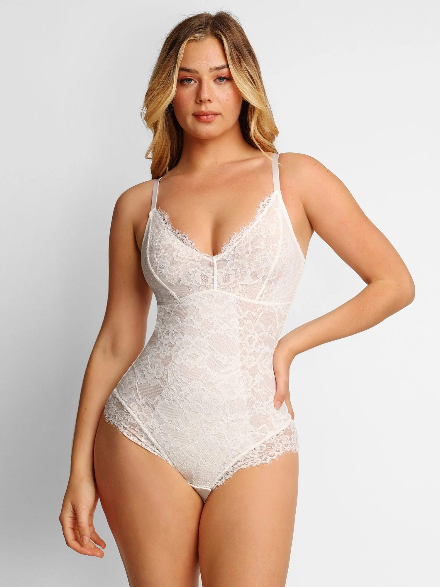 Lace Smooth Firm Control Thong Bodysuit sold by Popilush