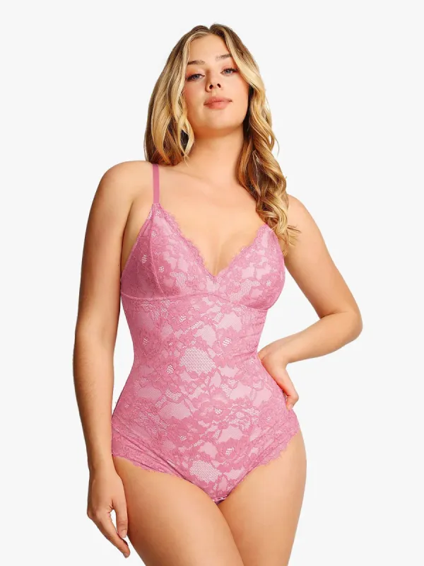 Shapewear Firm Control Smoothing Full Lace Thong Bodysuit sold by Popilush
