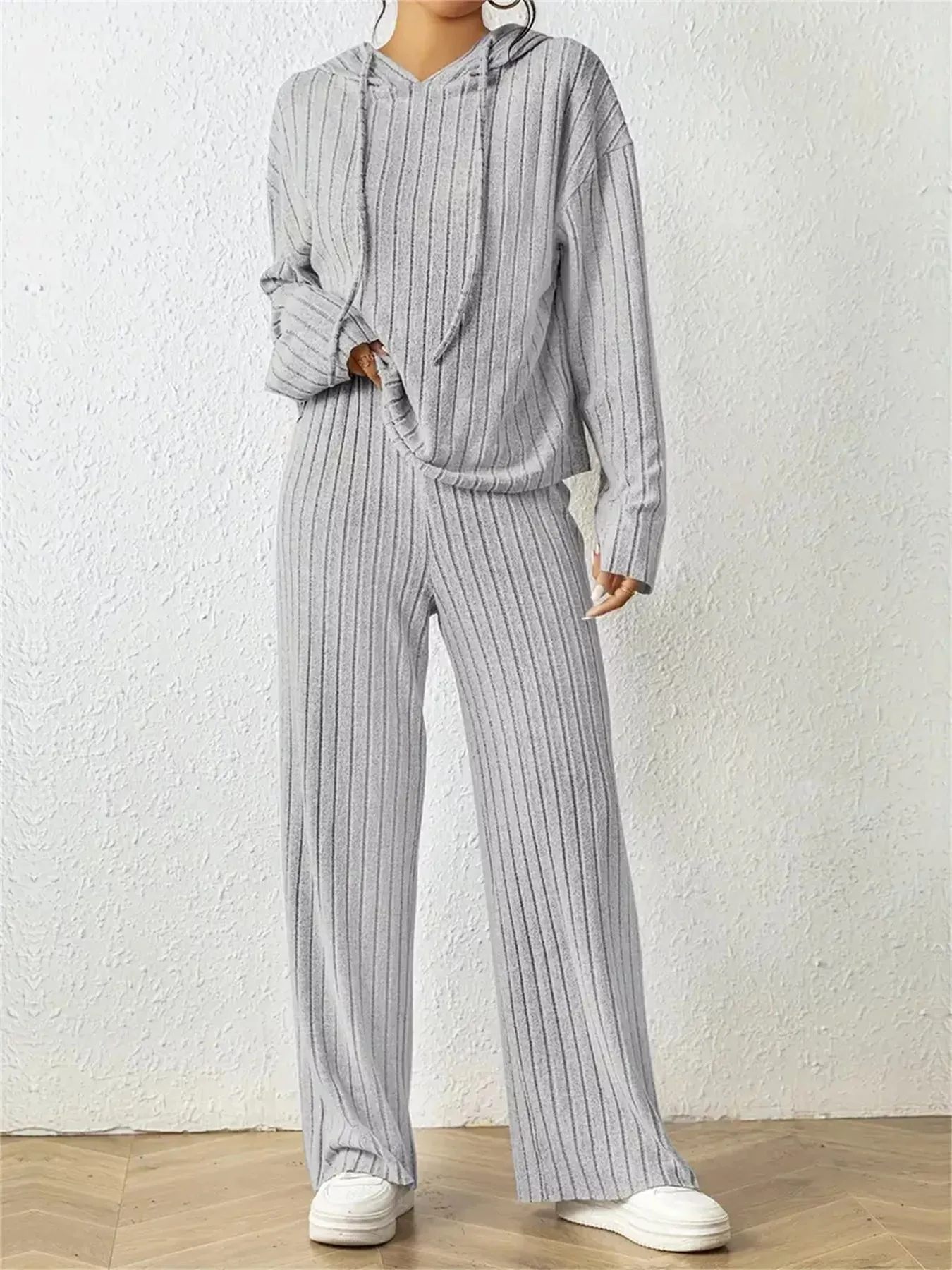 Ribbed Drawstring Hoodie and Pants Set sold by Gigi Laurent