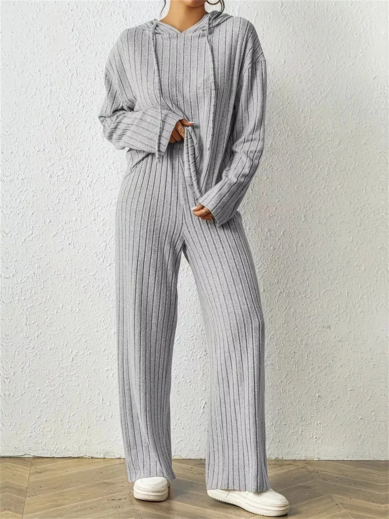 Ribbed Drawstring Hoodie and Pants Set sold by Gigi Laurent product image thumbnail 5