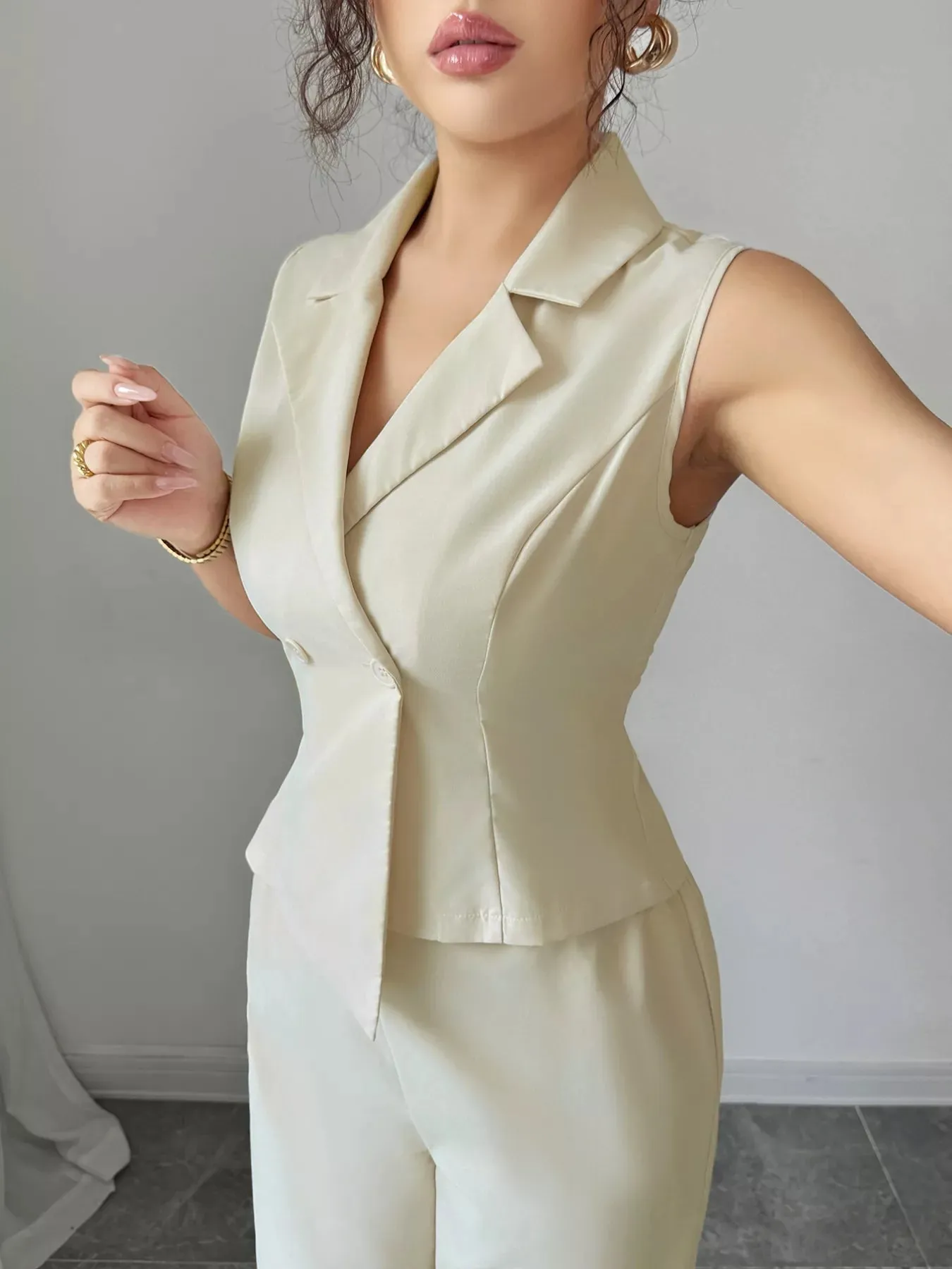 Sleeveless Vest and Wide-Leg Pants Set sold by Gigi Laurent product image thumbnail 3